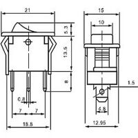 Tuimel Schakelaar 3-standen terugverend 3-pins pijl-o-pijl zwart 6A 250VAC KCD1 - Afbeelding 3