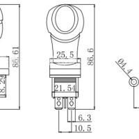 Tuimel Schakelaar 3-standen 6-pins met stick D-P-R terugverend zwart 16A 250VAC KCD4-604-6P - Afbeelding 5
