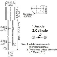 Fotodiode sensor rechthoek helder transparant SGPD538C9 afmetingen