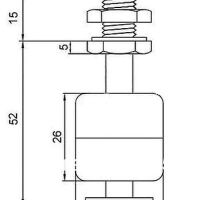 Waterniveau schakelaar vlotter recht 52mm kunststof afmetingen