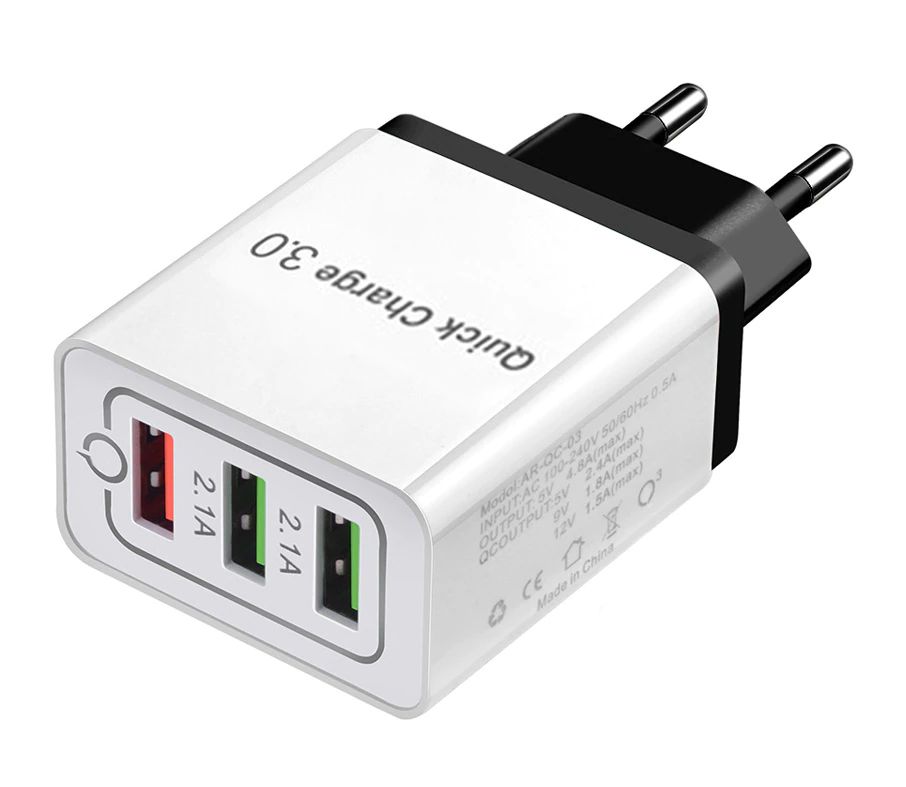 Adapter 5VDC 2A en quickcharge 3xUSB-A