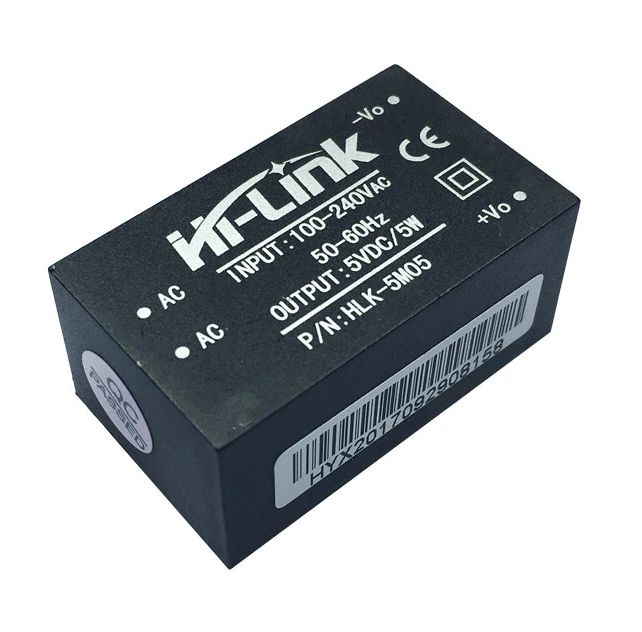 AC/DC Voeding module 5W 100-240VAC naar 5VDC 1A PCB HLK-5M05