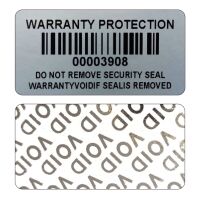 Garantiezegel 40x20mm met serienummer en barcode zilver