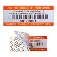 Garantiezegel 50x20mm met serienummer en barcode rood/zilver